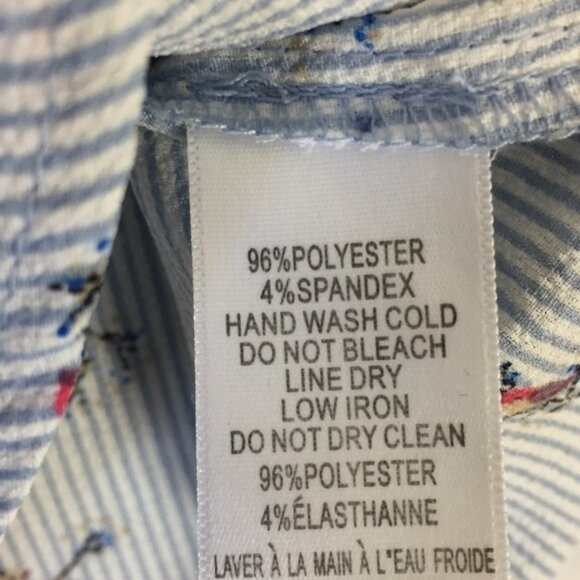 Monteau Los Angeles Top Sz Small Bird Pattern Pleated Cap Sleeve Keyhole Back - Picture 7 of 10